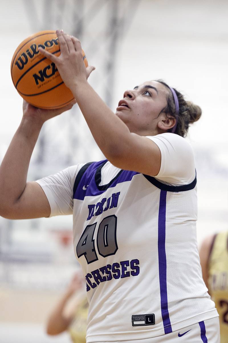 Dixon's Hallie Williamson puts up a shot against Morris Friday, Jan. 3, 2025, at Dixon High School.