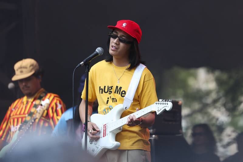 Idris Ennolandy Vicuña, professionally know as Eyedress, performs at Lollapalooza on Saturday, Aug. 3, 2024 in Chicago.
