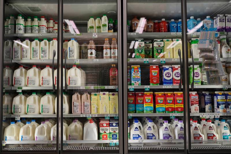 Dairy products, which are covered by the USDA Supplemental Nutrition Assistance Program (SNAP), is displayed for sale at a grocery store Friday, Oct. 31, 2025, in Nashville, Tenn. (AP Photo/George Walker IV)