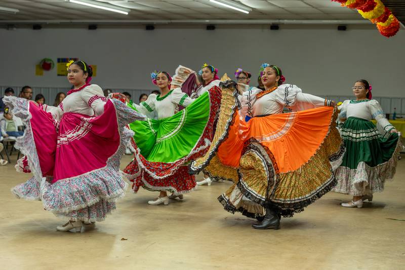Dancers perform 'Costa' dance at the 'Where Our Paths Meet' screening event on Sunday, Sep 7, 2025 at Diaz Banquet Center in Mendota.