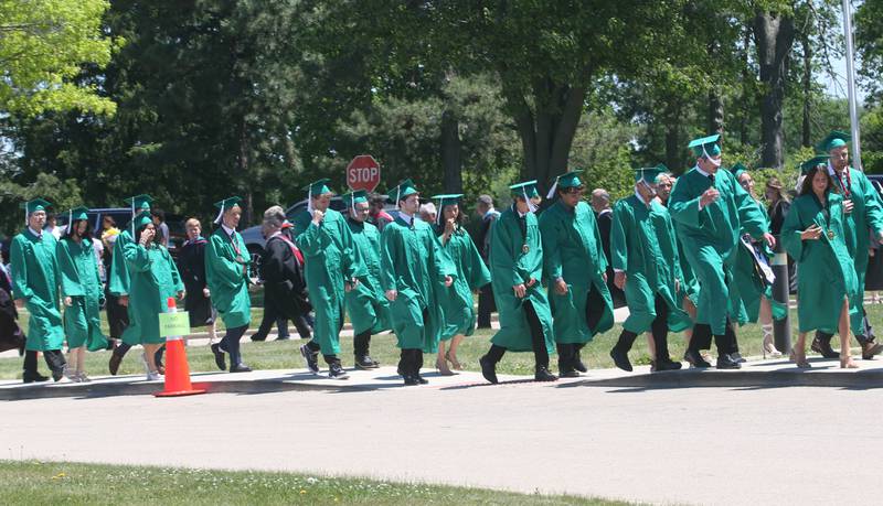 St. Bede Class of 2025 graduates walk procession during the 133rd annual commencement ceremony on Sunday, May 18, 2025 at St. Bede Academy.