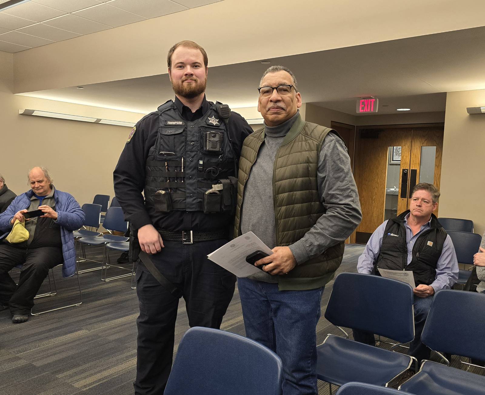Streator commends officer John Thompson for arrests involving a suspect