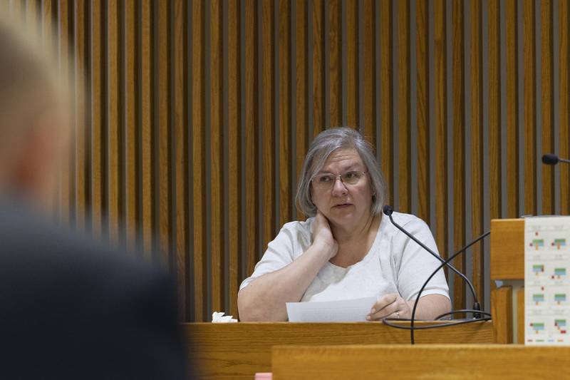 Lisa Gordon, mother of Daniel J. Gordon, talks Thursday, May 22, 2025, at the Whiteside County Courthouse about how her son “was my firstborn, the person who made me a mother,” and the loss she has felt in the wake of his murder.