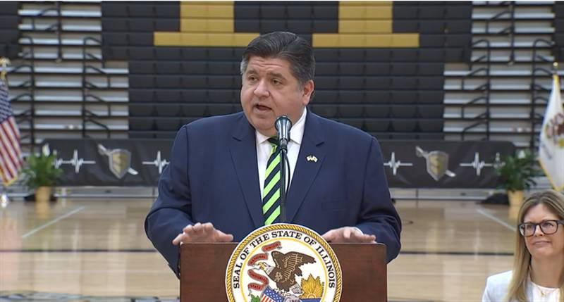 Gov. JB Pritzker speaks at a news conference Friday to tout his proposal to create a $70 million grant program to address Illinois' teacher shortage. (Credit: Illinois.gov)