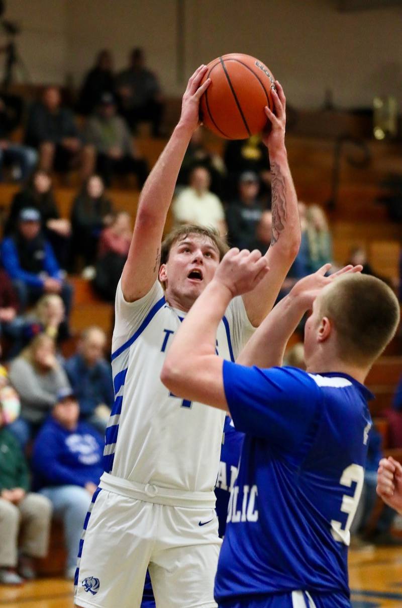 Princeton's Korte Lawson grabs the ball Tuesday night at Prouty Gym.