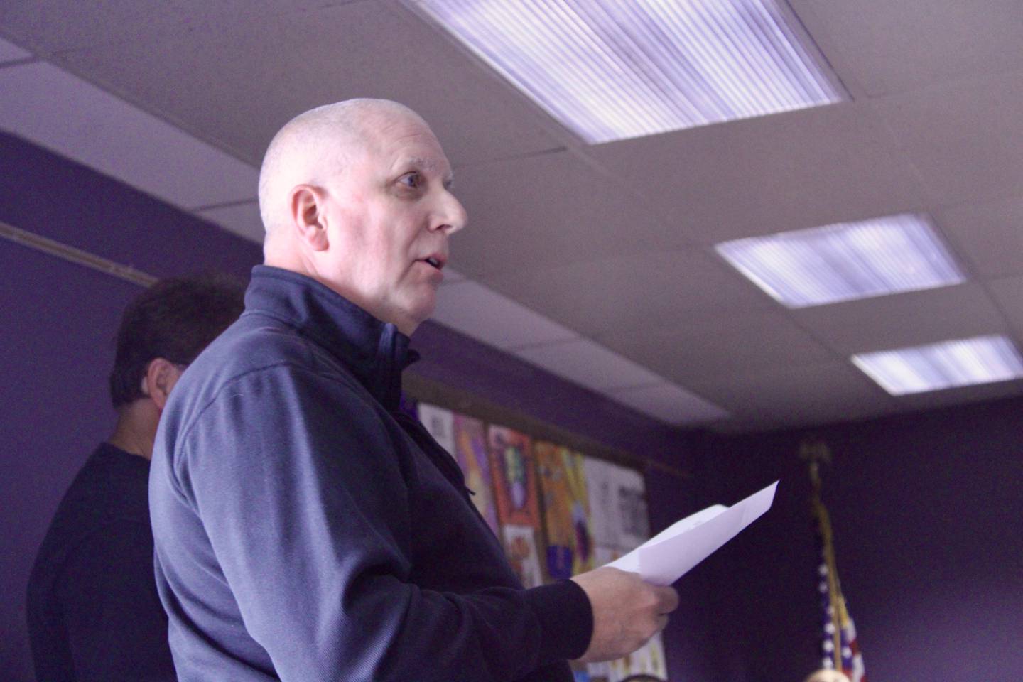 Kevin Schultz, director of facilities for Dixon Public Schools, makes a presentation during the May 18 board of education meeting. Schultz unveiled the district's 10-year facilities plan during the September meeting. The district scheduled a meeting Monday to discuss it.