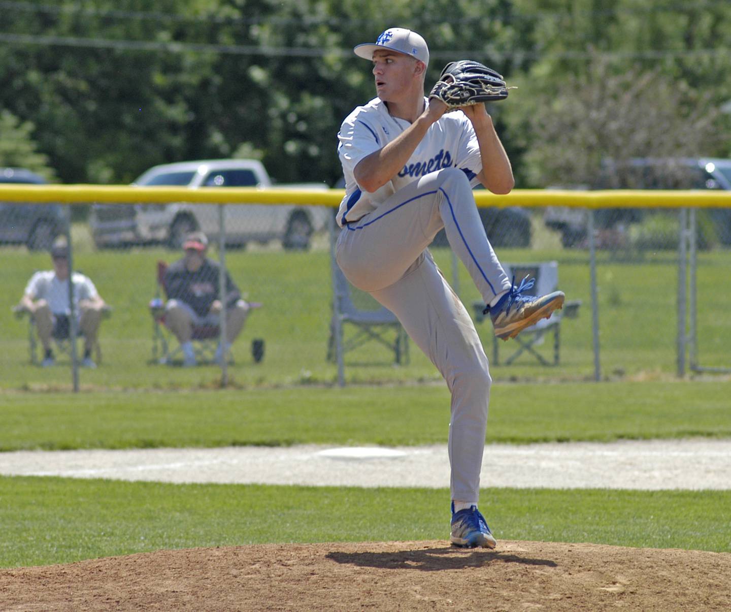 Newman pitcher Brendan Tunink winds up against Rock Falls. The action took place in the 2A Regional baseball game  at Larry Ybarra field at Newman High School, Saturday, May 18th 2024.