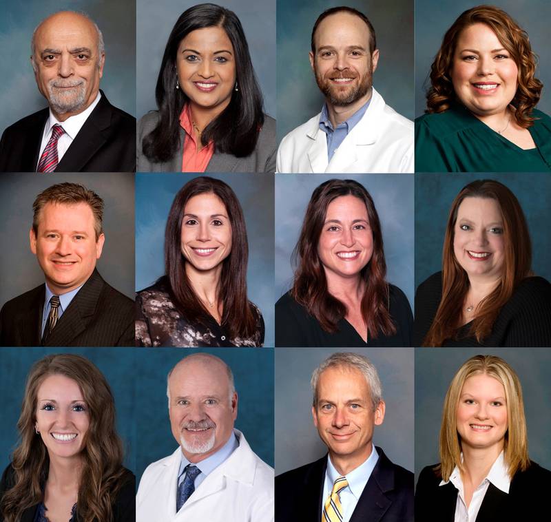 Providers from Morris Hospital & Healthcare Centers have received Excellence in Healthcare Awards from Professional Research Consultants for overall quality of care, including, (top row from left) Dr. Hadi Hedayati, Dr. Hetal Amin, Dr. Ian Best, Family Nurse Practitioner Sarah Bojak, (middle row from left) Dr. Scott Ciechna, Pediatric Physician Assistant Sherri Davis, Dr. Mary Fitzgibbon, Dr. Mary Menz, (back row from left) Family Nurse Practitioner Sarah Pettry-Soto, Dr. Paul Perona, Dr. Stephen Treacy, and Dr. Jennifer Thomas.