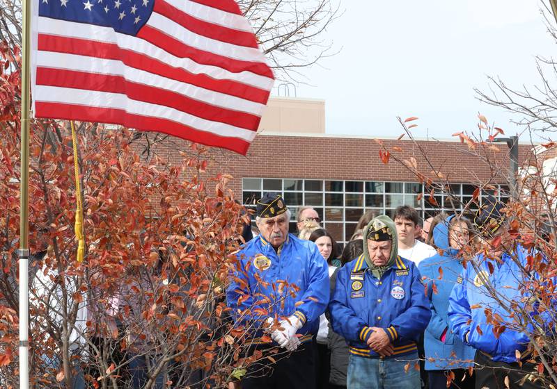 Hall Veterans and students attend a ceremony to commemorate the fallen 24 soldiers who attended Hall High School that died in WWII during the Veterans Day program on Tuesday, Nov. 11, 2025 in the Hall High School
