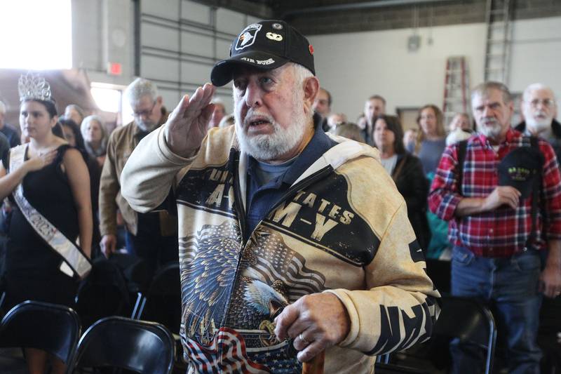Richard May, of Lindenhurst, a Vietnam veteran, salutes during the Lindenhurst Veterans Day Ceremony at the Public Works garage behind the Village Hall on November 11th in Lindenhurst.
Photo by Candace H. Johnson for Shaw Local News Network