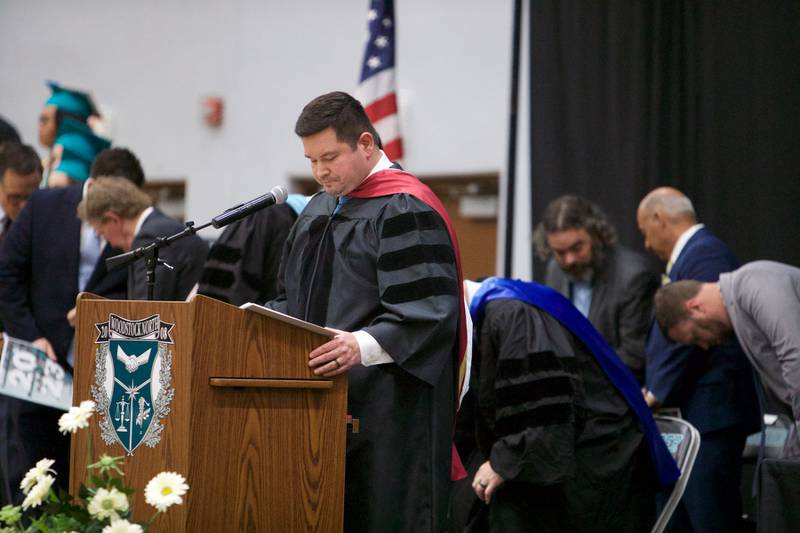 Woodstock North's PrincipaL Josh Segura speaks at the Graduation Ceremony on Saturday, May 13, 2023 in Woodstock.