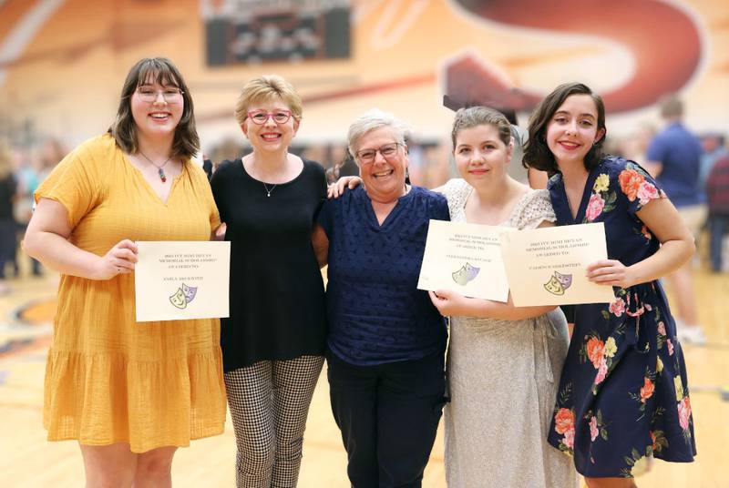 Pictured from left are scholarship recipient Emily Beckwith, IVT Mimi Bryan Scholarship Committee member Kari Frantzen, IVT Mimi Bryan Scholarship Committee chair Sharon Pagoria, and scholarship recipents Aleksandra Savage and Cadence Goldstein at  Sandwich High School's Senior Awards Night.