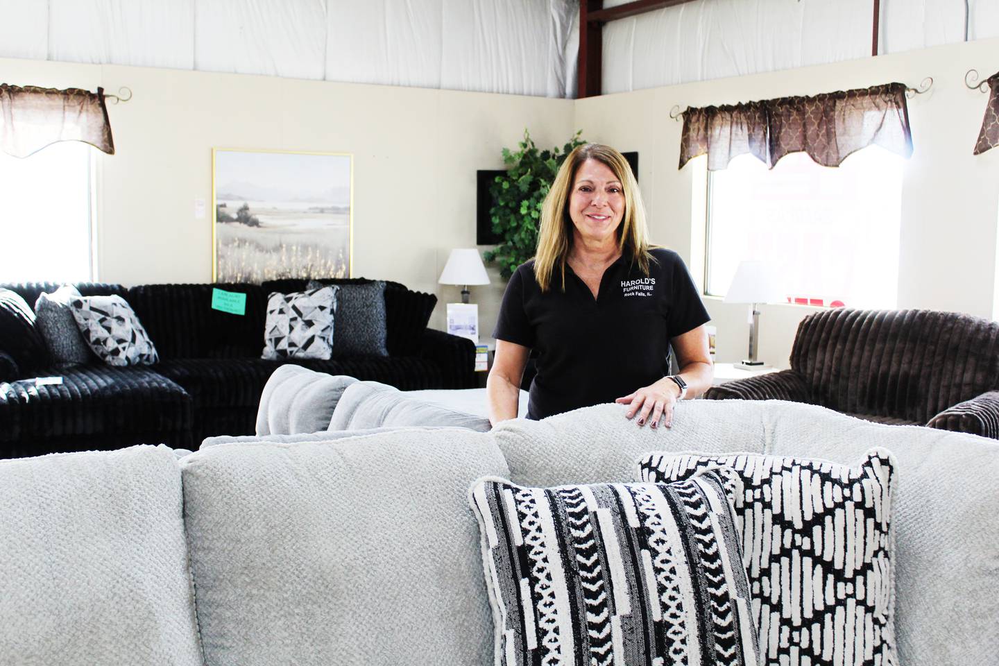 Becky Hunter, owner of Harold's Furniture in Rock Falls, has sold furniture for 40 years at the store, and has owned it for 30.
