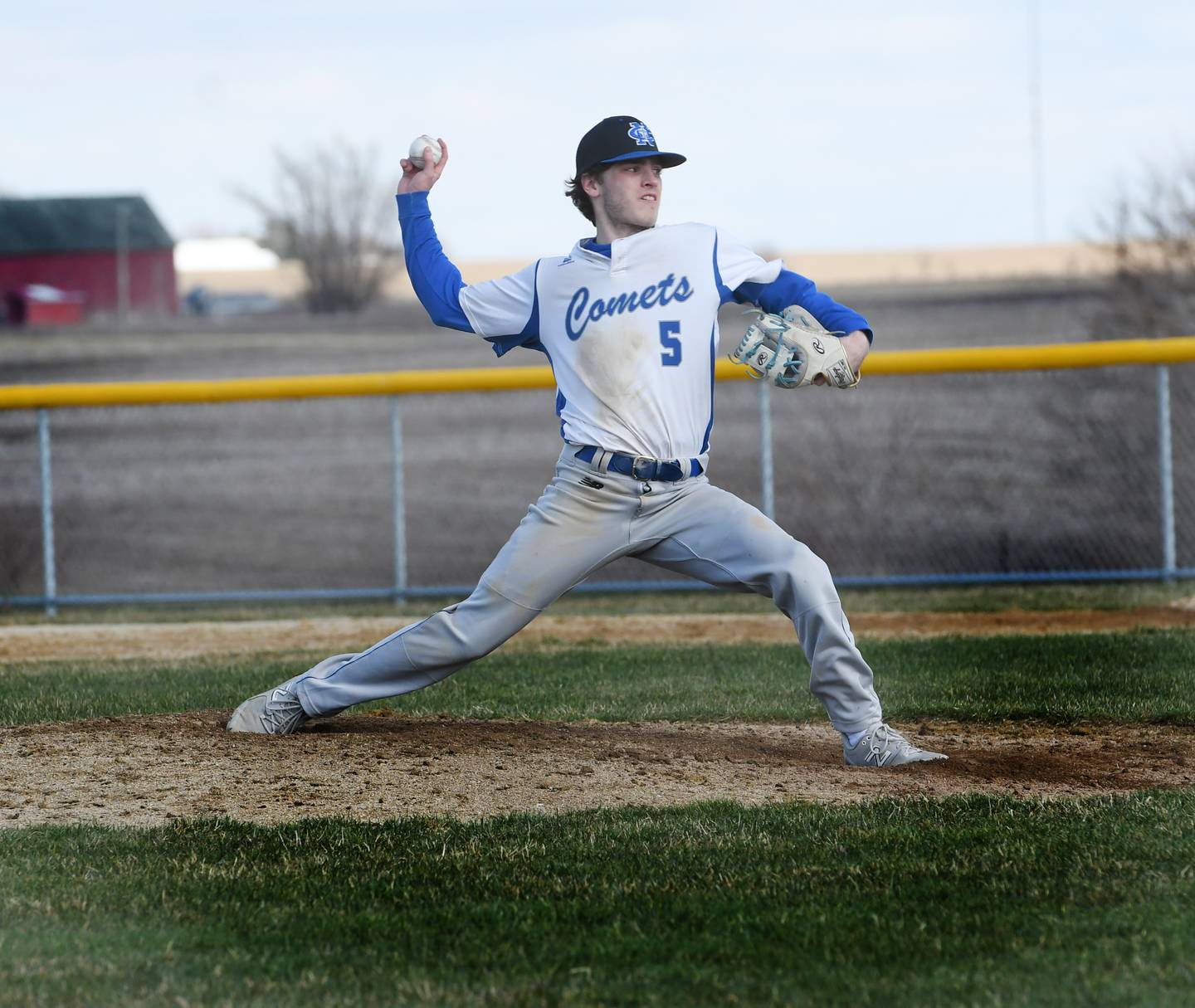 Newman's Nolan Britt pitches during a Wednesday, April 5 game in Forreston.