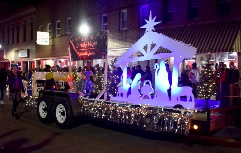 The Emmanuel Church float shows the reason for the season at the Morrison Christmas Walk Parade on Saturday, Dec. 2.