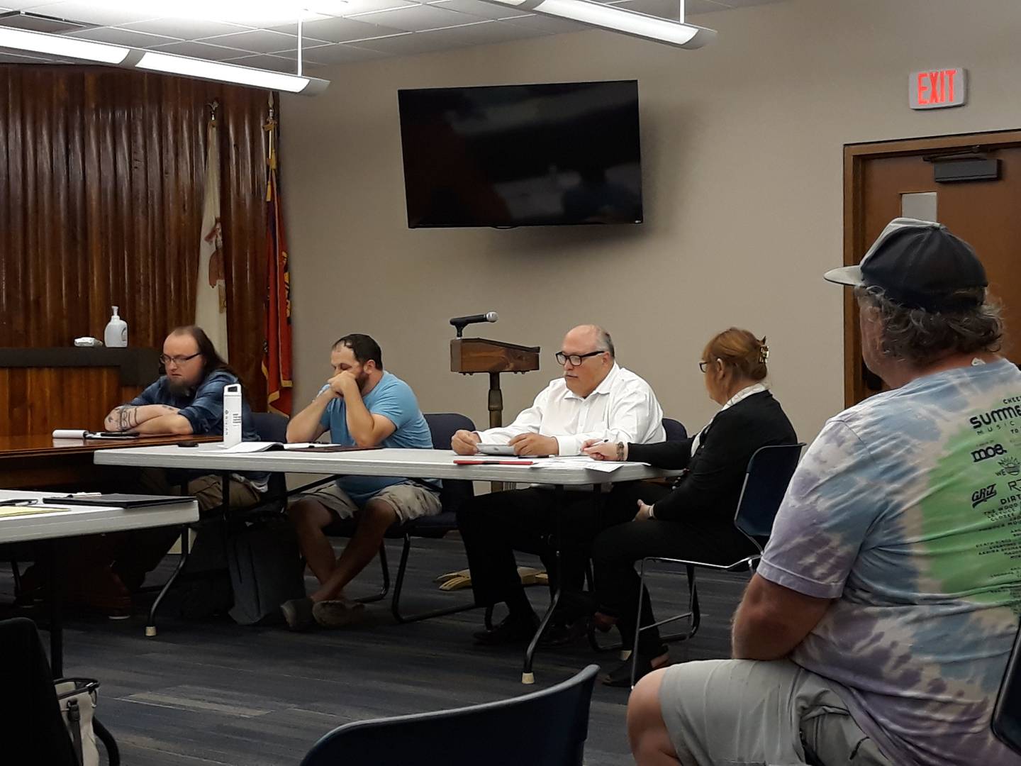 Streator City Manager David Plyman (second from left) addresses the City Council on Tuesday, May 10, 2022, regarding his research into the options for emergency ambulance service within the city.