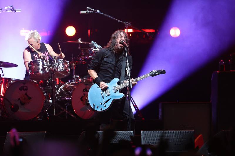Foo Fighters Dave Grohl performs on the Riot Stage on day one of Riot Fest, Friday, Sept. 15, in Chicago.