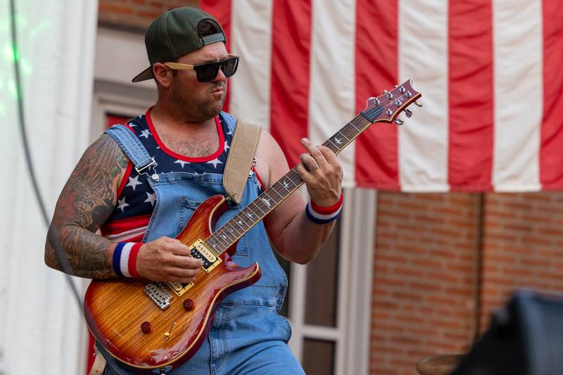 Bassist of “The Regal Beagle Band” performs at the annual 4th of July firework show on Friday, July 4, 2025 at Putnam County Jail-Sheriffs Office in Hennepin.