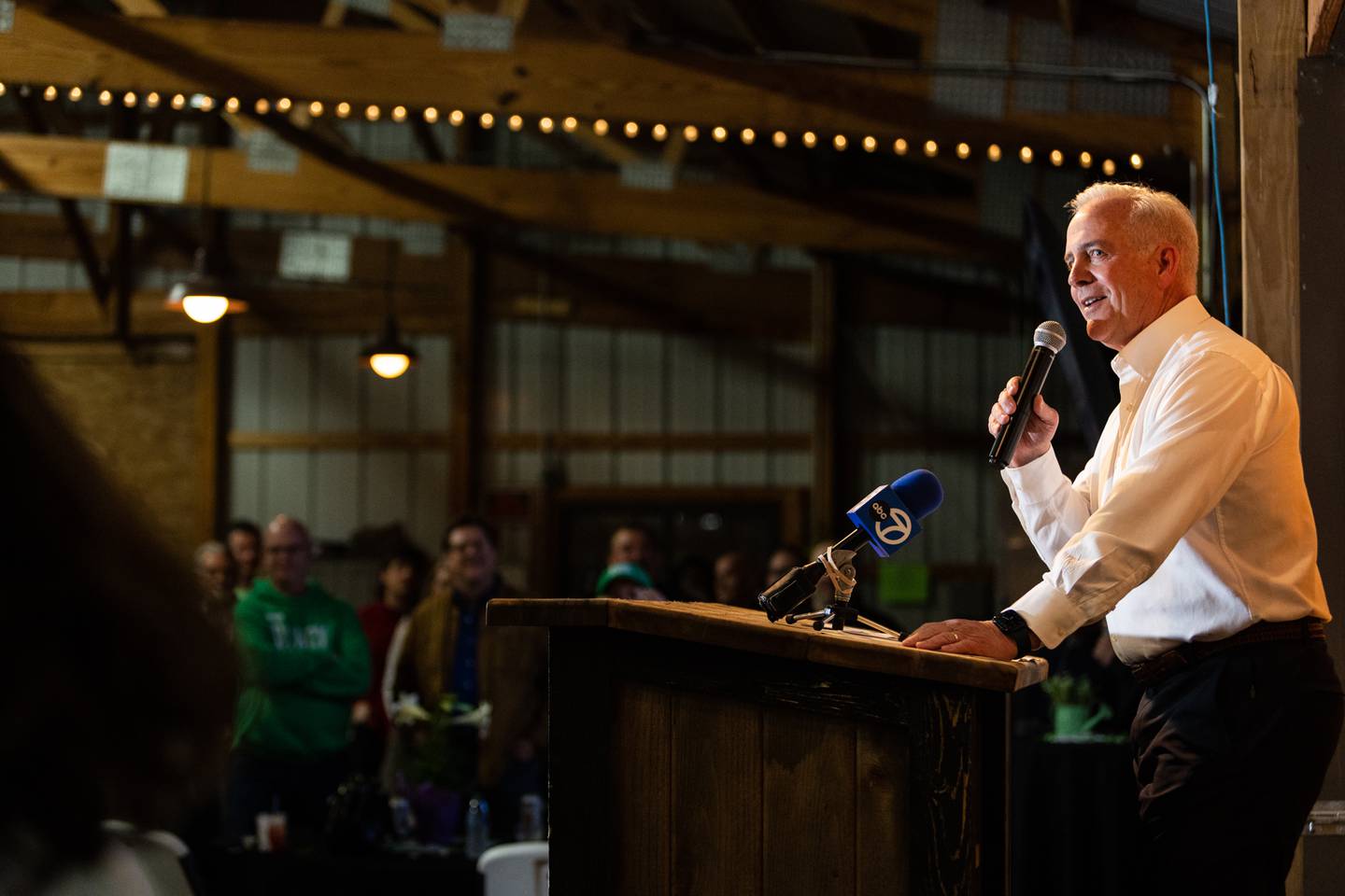 Terry D'Arcy speaks at an election night event at Inwood Golf Course, in Joliet, on Tuesday, April 4, 2023.