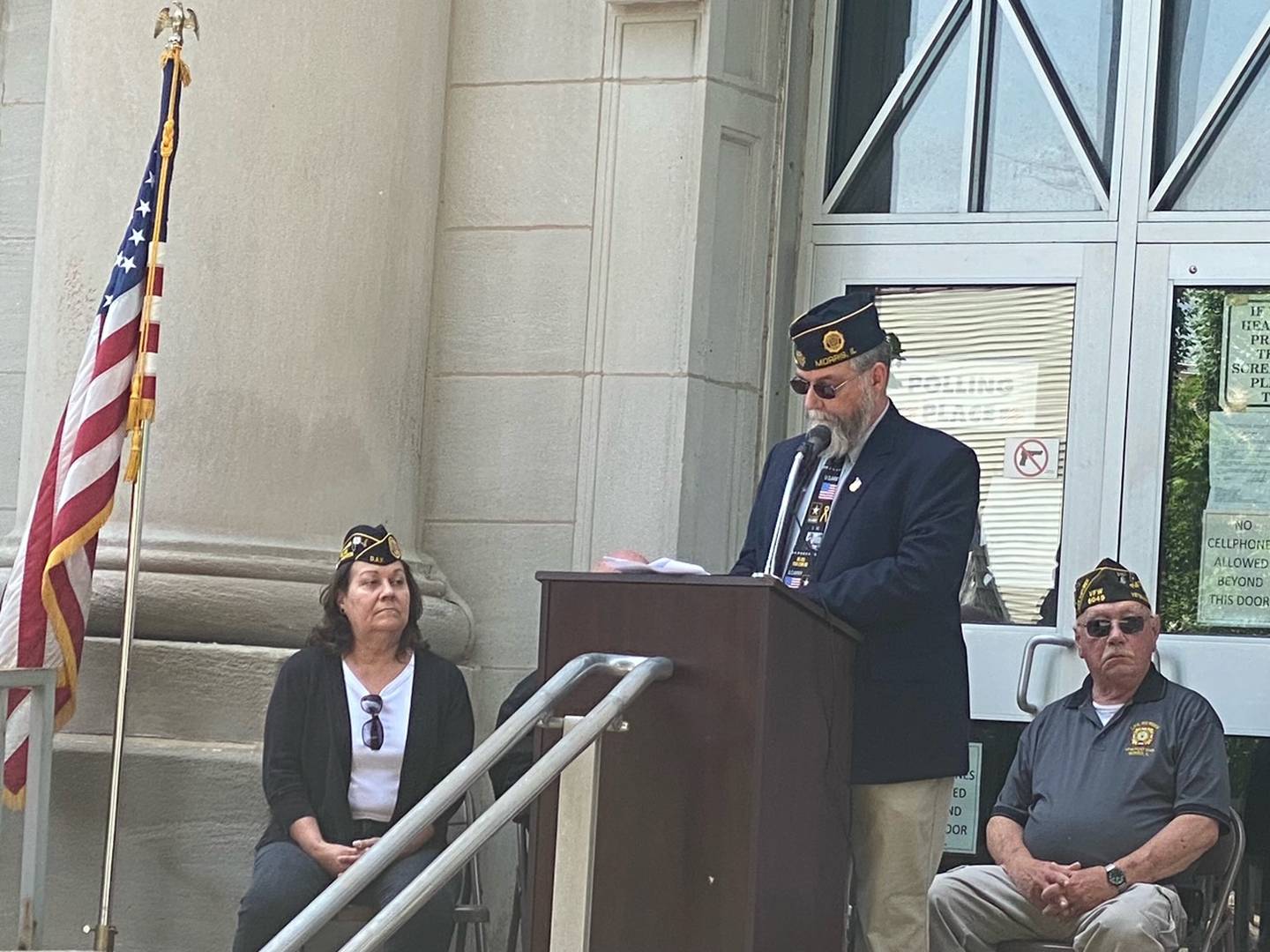 Ken Buck, Commander of the Morris American Legion, gave a few opening remarks detailing the history of Memorial Day and its importance in the community.