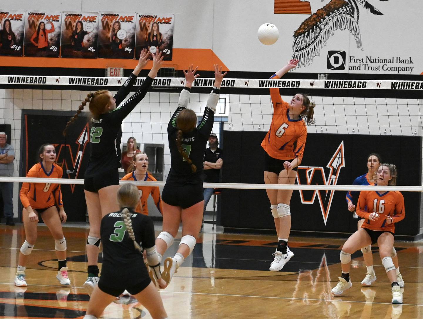 G-K’s Kaitlin Rahn goes up for a spike against Rock Falls., Wednesday, Nov. 2, 2022.