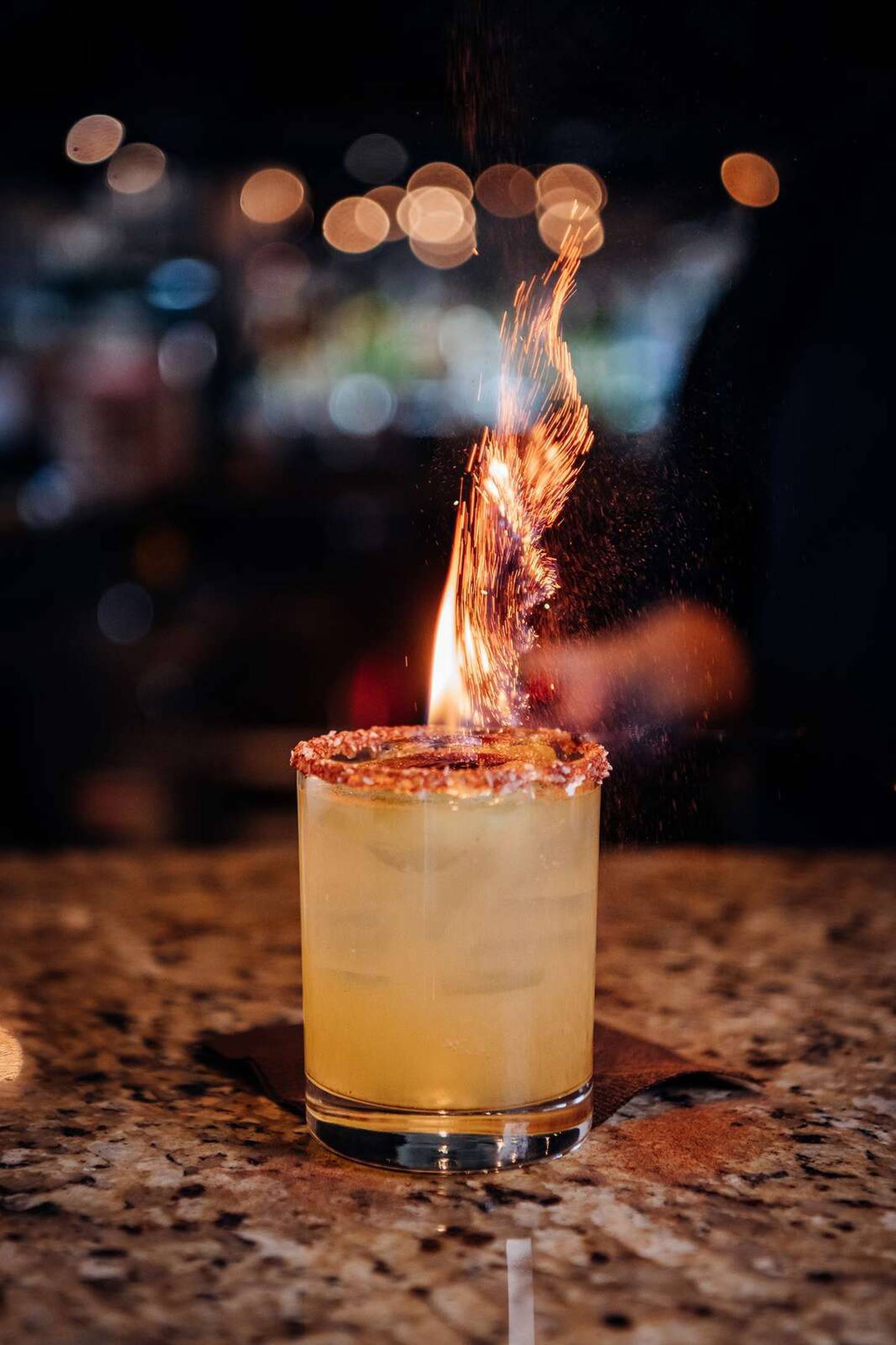On Cinco de Mayo, Sullivan’s Steakhouse serves up a spicy flamed margarita.