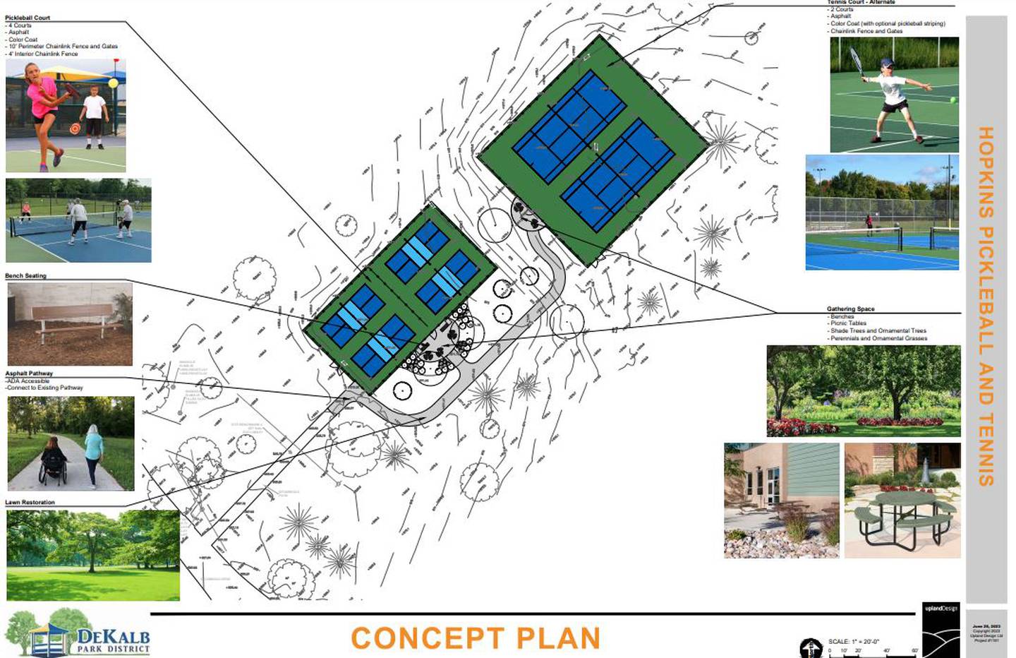 Hopkins Park tennis and pickleball courts concept plan