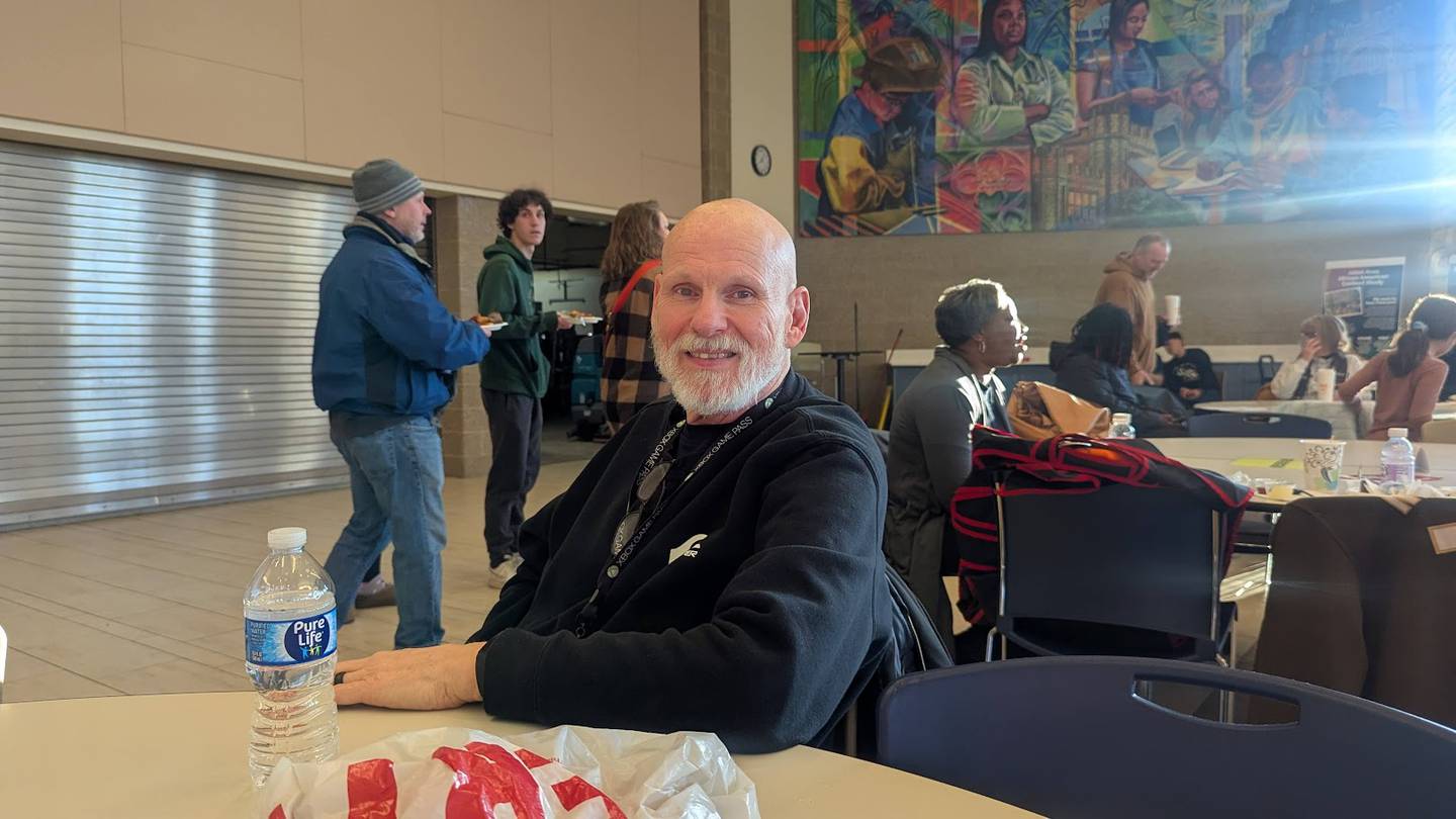 Bruce Zaruba of Algonquin and formerly Bolingbrook is part of New Life for Old Bags, which meets at the Plainfield Public Library District. Volunteers with New Life for Old Bags make plastic mats for the homeless out of old plastic bags, which Zaruba and a crew of volunteers – including several students – made for the 17th MLK Day of Service. Zaruba is seen at the 17th MLK Day of Service on Monday, January 20, 2025, at Joliet Central High School.