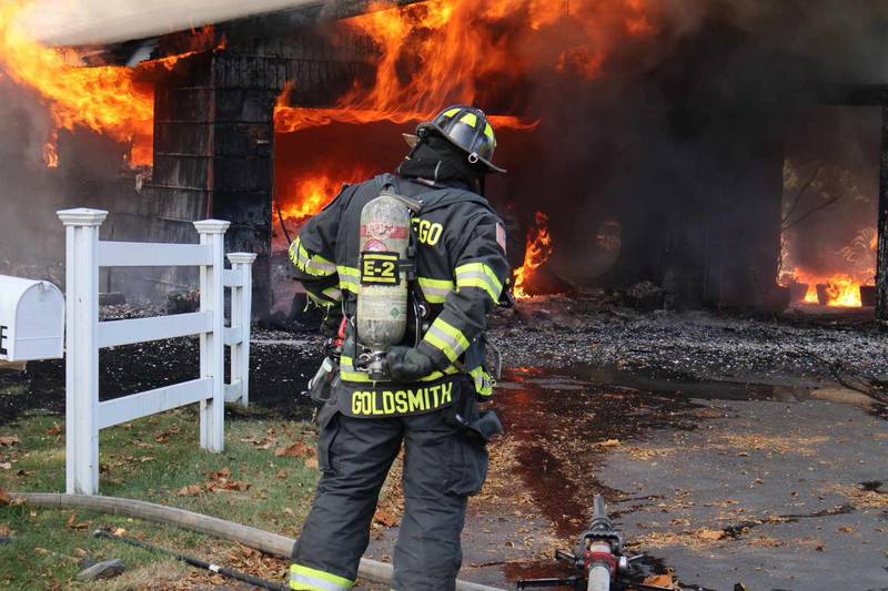 No one was injured in a fire on Herren Lane in Oswego on Sept. 20 that had spread from a garage to a house.