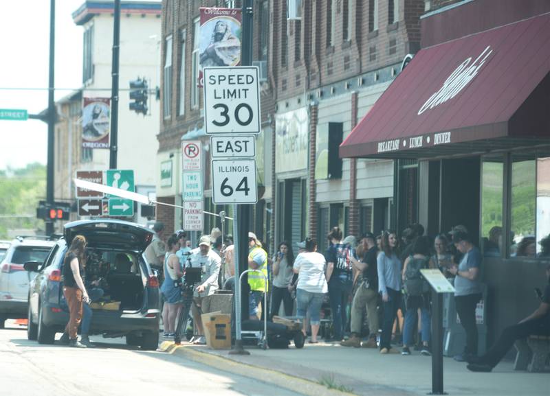 A production crew for an independent movie was in Oregon Tuesday shooting scenes in the downtown. The crew is expected to finish shooting this Friday, May 26.