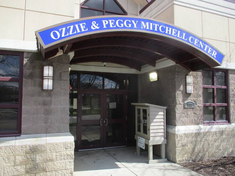 A micro pantry providing food out of a self-service cabinet was recently installed at entrance to the Ozzie & Peggy Mitchell Center at 172 S. Chicago St., Joliet. March 23, 2024.
