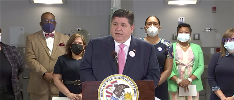 Gov. JB Pritzker speaks at a Fairview Heights abortion clinic, calling on Congress to "be like Illinois" in protecting abortion rights.