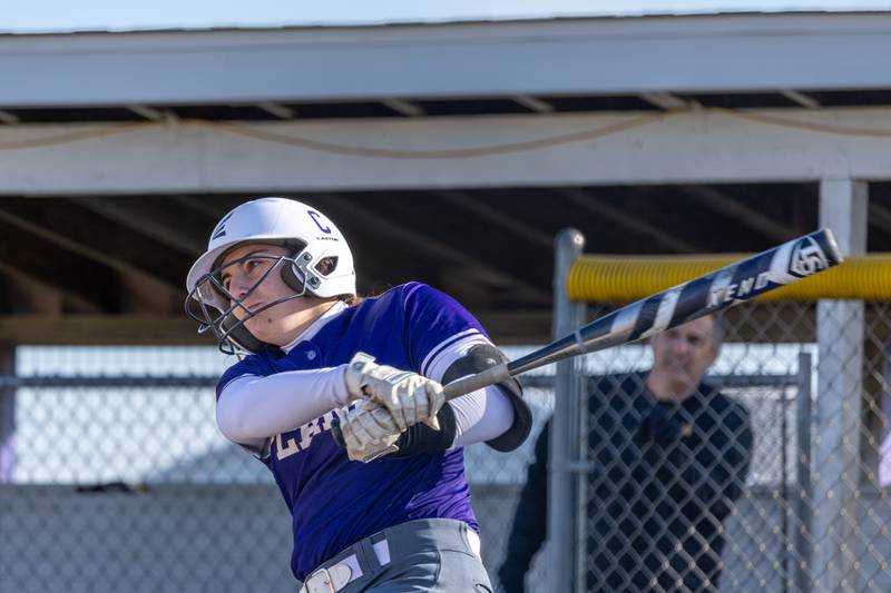 Plano senior Lindsey Cocks follows through on a swing during a game this spring.