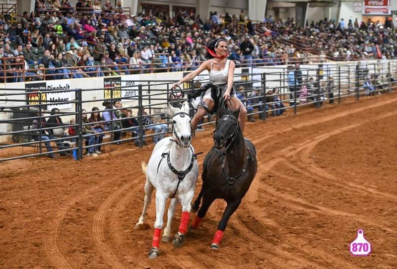 Renowned trick rider and Roman rider Dusti Crain Dickerson will perform at the Pro Rodeo event at Sonny Acres Farm in West Chicago this summer.