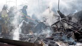 Garage destroyed by fire in rural Polo