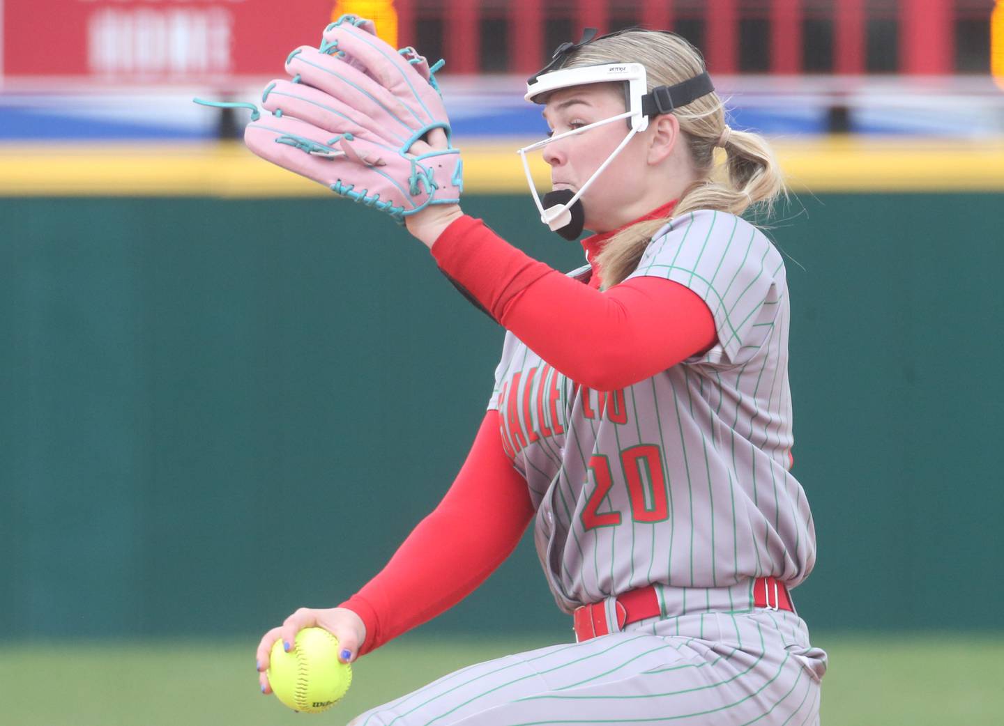 L-P pitcher Taylor Vescogni fires a pitch to Ottawa on Monday, April 21, 2025 at the L-P Athletic Complex in La Salle.