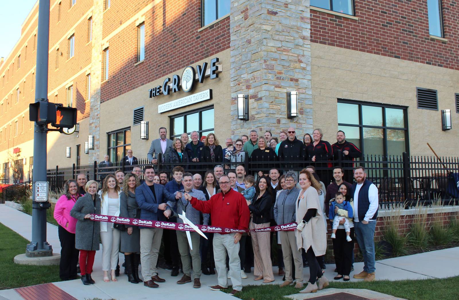 DeKalb Chamber Agora Tower businesses with ribboncutting
