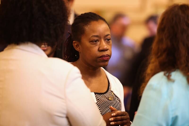 Aleta Williams, the 120th President and first African-American President of the Rotary Club of Chicago, attends a luncheon to celebrate the 110th anniversary of the Rotary Club at Jacob Henry Mansion on Tuesday, Aug. 1 in Joliet.