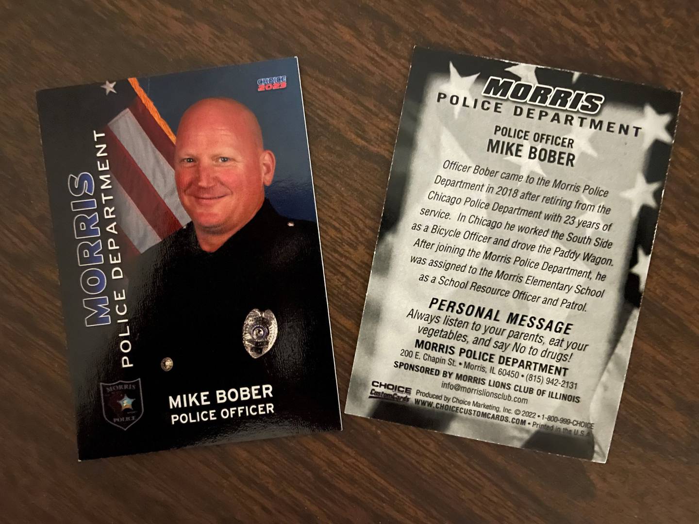 A trading card of Officer Mike Bober.