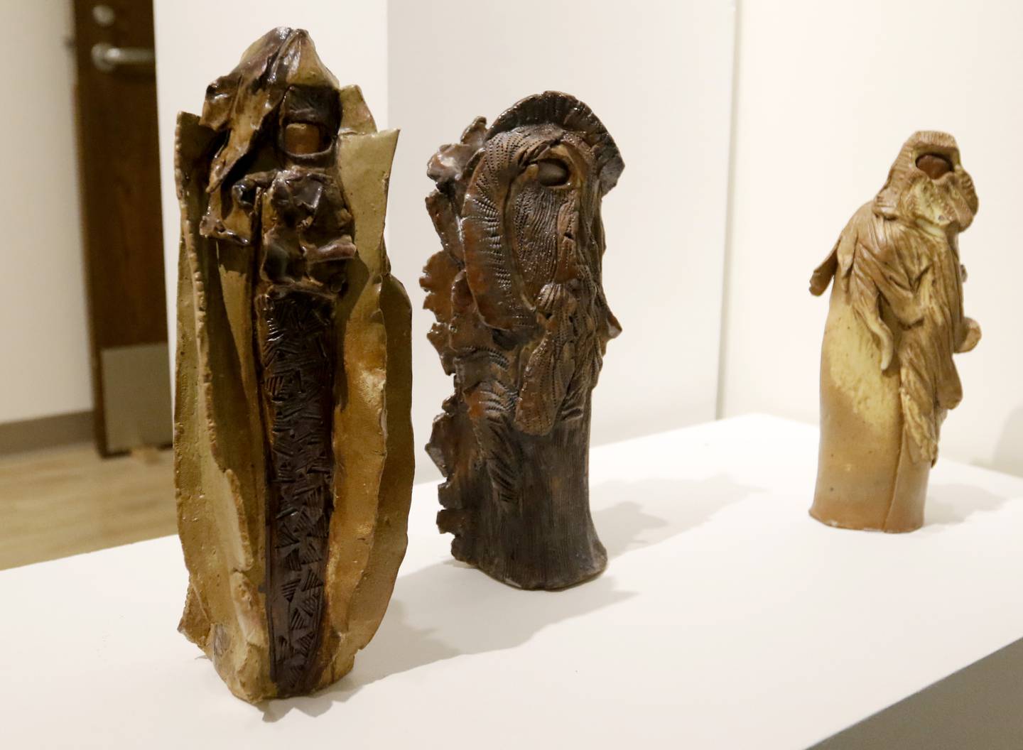 Ceramic activist art created by Elaine Kadakia, 83, a student at McHenry County College, is on display at the college gallery through Monday, September 19, 2022.