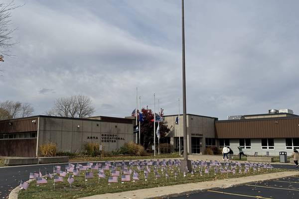 Grundy Area Vocational Center decorates lawn with 145 flags honoring local veterans