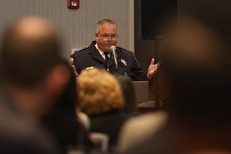 Joliet Police Chief William Evans speaks at a Chamber of Commerce luncheon at Holiday Inn in Joliet. Wednesday, July 27, 2022 in Joliet.