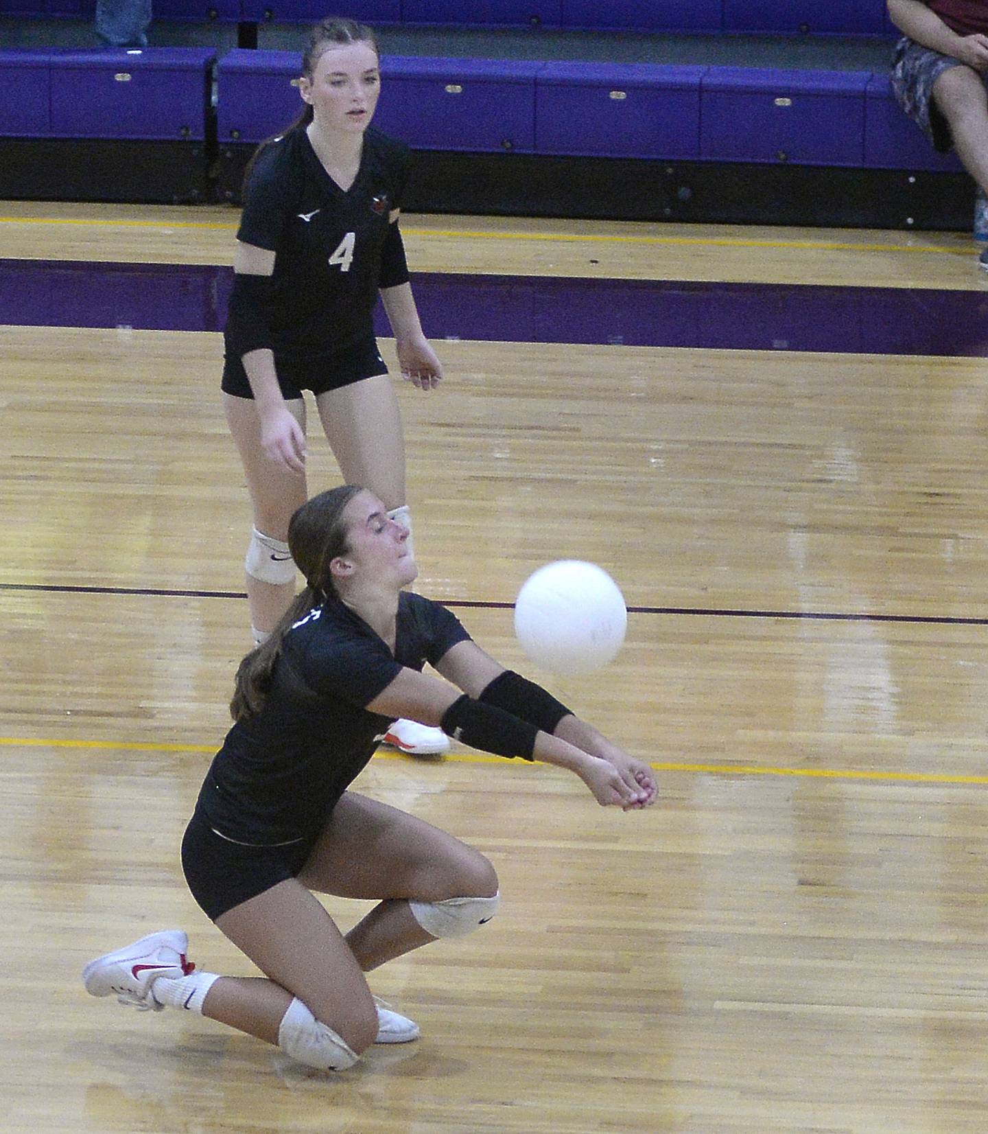 Hall’s Ellie Brooks returns a serve as team mate Morgan Hoscheid looks on in the second game against Serena Thursday at Serena.