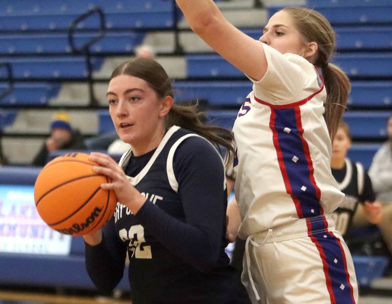 Cary-Grove’s Olivia Leuze looks for an option against Lakes in varsity girls basketball action on Friday, Jan. 2, 2026  at Lakes High School in Lake Villa.