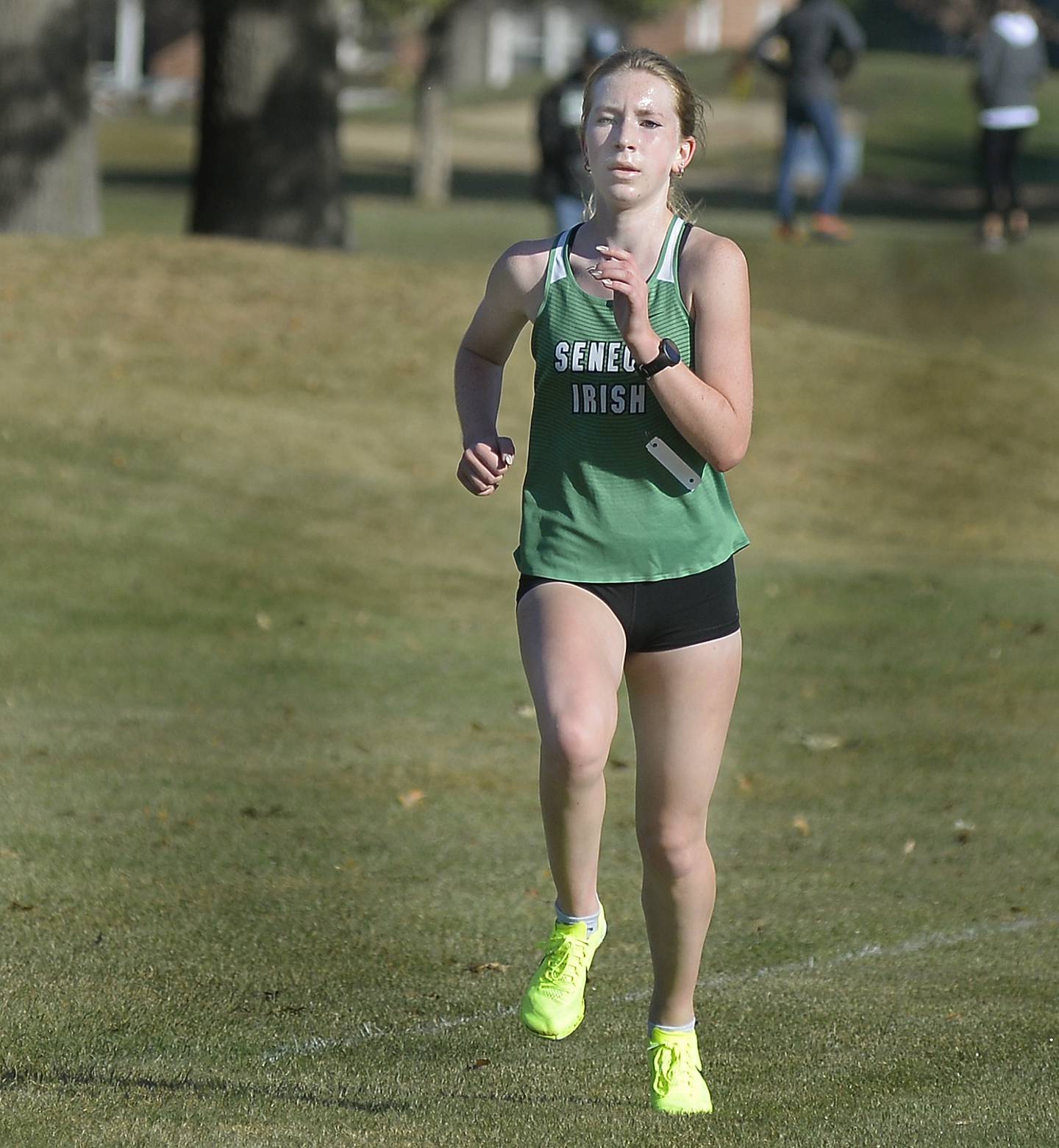 Seneca's Evelyn O'Connor strides to the finish Saturday, Oct. 1, 2022, during the La Salle County Invitational at The Eastwood in Streator.