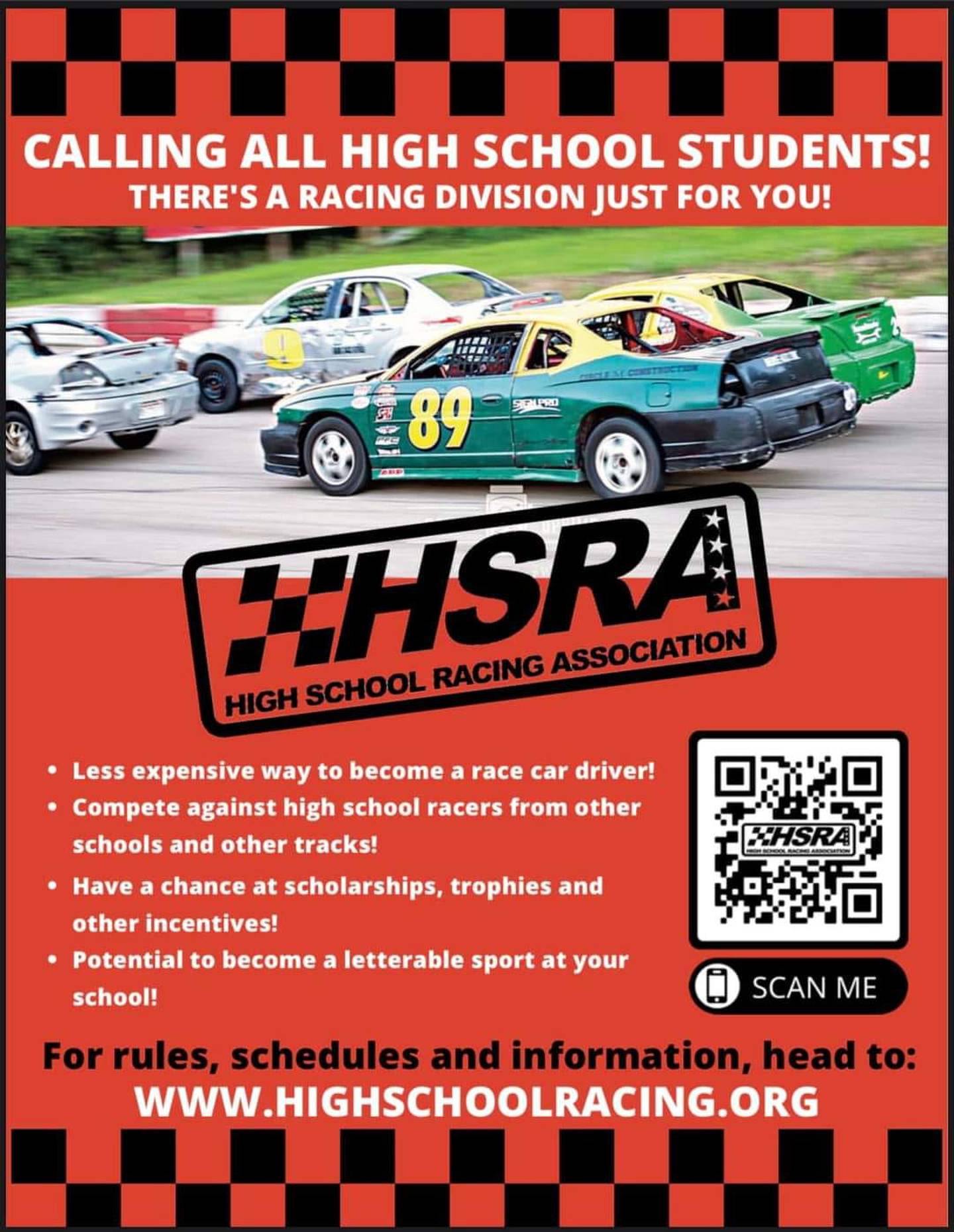 The flyer advertising the High School Racing Association.
