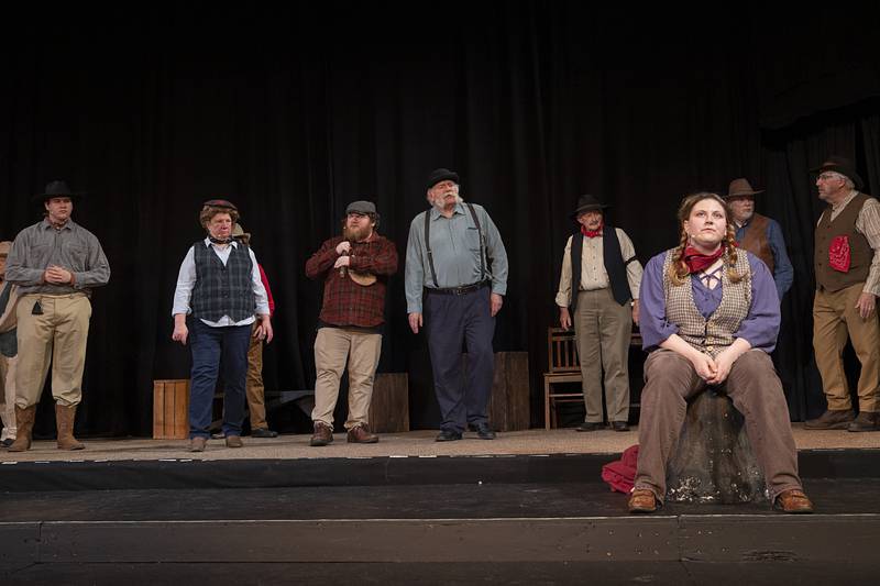 Montana Larson, playing the part of Jennifer Rumson, rehearses PAG’s rendition of “Paint Your Wagon,” on Monday, April 13, 2026.