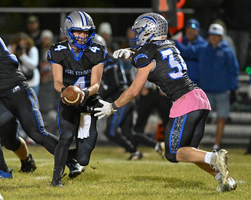 Woodstock's Charlie Walrod preparing to the start of their game against Kishwaukee River Conference and crosstown rival Woodstock North on Friday, Oct. 25, 2024 at Woodstock H.S.