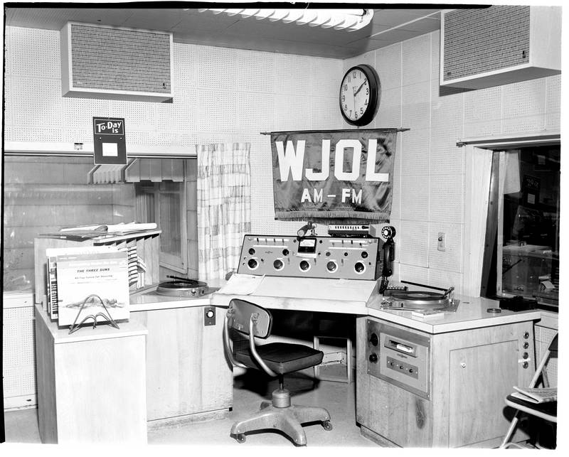 Joliet's WJOL radio station is seen around the holidays in 1964.