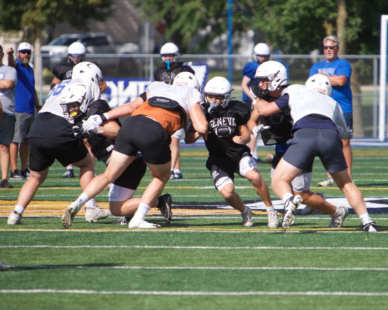 Geneva Varsity football run drills at practice on Thursday Aug.21,2025 in Geneva.